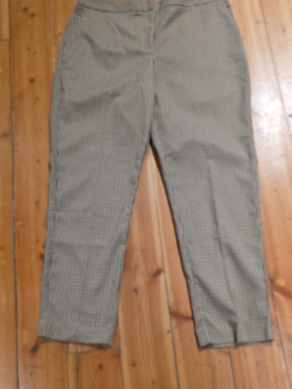 Vince Camuto Beige and Black Micro-Check Straight Pants